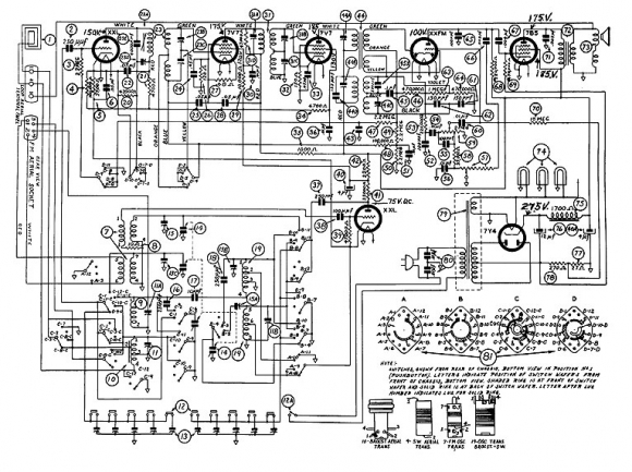 Philco radio schematic diagram. Model 42-350